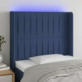 Greatstore LED posteljno vzglavje modro 93x16x118/128 cm blago