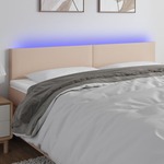 Greatstore LED posteljno vzglavje kapučino 180x5x78/88 cm umetno usnje