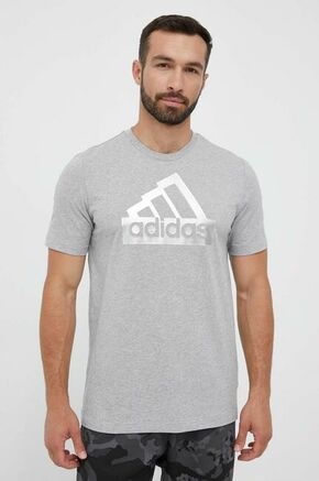 Bombažna kratka majica adidas siva barva - siva. Kratka majica iz kolekcije adidas