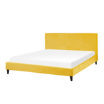 Beliani Oblazinjena postelja žametna rumena 180 x 200 cm FITOU