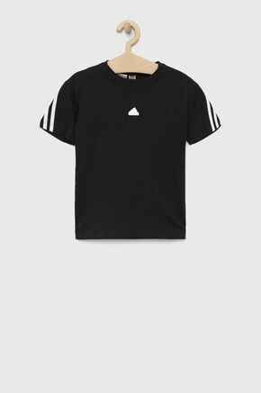 Otroška bombažna kratka majica adidas U FI 3S črna barva - črna. Otroška lahkotna kratka majica iz kolekcije adidas. Model izdelan iz tanke