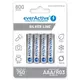 everActive Polnilne baterije everActive Ni-MH R03 AAA 800 mAh Silver Line, 4 kosi, visoka zmogljivost, ekološki in varni