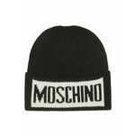 Kapa Moschino črna barva, - črna. Kapa iz kolekcije Moschino. Model izdelan iz pletenine s potiskom.