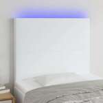 Vidaxl LED posteljno vzglavje belo 90x5x118/128 cm umetno usnje