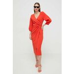 Obleka Nissa oranžna barva - oranžna. Obleka iz kolekcije Nissa. Model izdelan iz debele, elastične pletenine. Poliester zagotavlja večjo odpornost na gubanje.