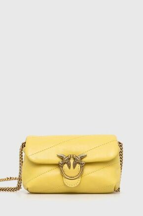 Usnjena torbica Pinko rumena barva - rumena. Majhna torbica iz kolekcije Pinko. Model na zapenjanje