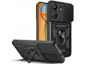 ONASI Silikonski ovitek Armor Ring z zaščito kamere za Xiaomi Redmi 13C - črn