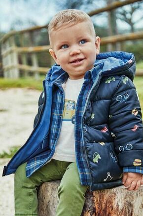 Obojestranska jakna za dojenčke Mayoral - modra. Jakna za dojenčka iz kolekcije Mayoral. Podložen model izdelan iz kombinacije gladkega in vzorčastega blaga.
