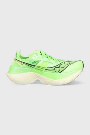 Tekaški čevlji Saucony Endorphin Elite zelena barva - zelena. Tekaški čevlji iz kolekcije Saucony. Model dobro stabilizira stopalo in ga dobro oblazini.