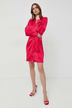 Obleka Guess roza barva - roza. Obleka iz kolekcije Guess. Raven model izdelan iz enobarvne tkanine.