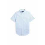 Otroška bombažna srajca Polo Ralph Lauren - modra. Srajca iz kolekcije Polo Ralph Lauren. Model izdelan iz vzorčaste tkanine.