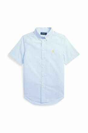 Otroška bombažna srajca Polo Ralph Lauren - modra. Srajca iz kolekcije Polo Ralph Lauren. Model izdelan iz vzorčaste tkanine.