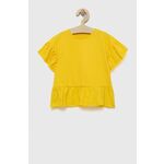 Otroška bombažna kratka majica zippy rumena barva - rumena. Otroške Ohlapna kratka majica iz kolekcije zippy. Model izdelan iz enobarvne pletenine.