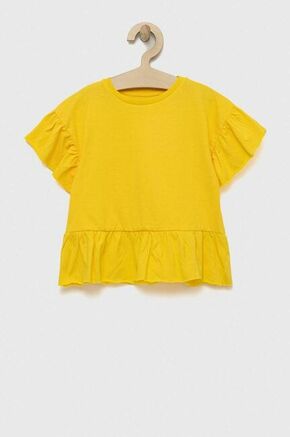 Otroška bombažna kratka majica zippy rumena barva - rumena. Otroške Ohlapna kratka majica iz kolekcije zippy. Model izdelan iz enobarvne pletenine.