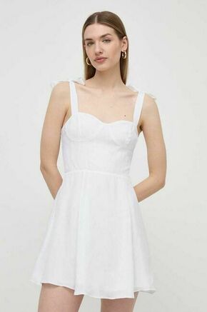Obleka Armani Exchange bela barva - bela. Obleka iz kolekcije Armani Exchange. Model izdelan iz enobarvne tkanine. Model iz zračne viskozne tkanine.