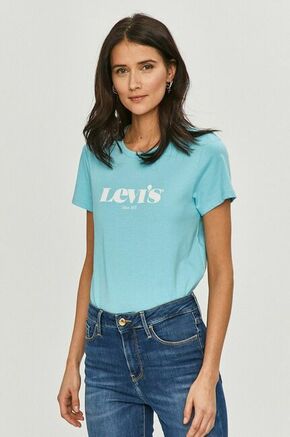 T-shirt Levi's modra barva - modra. T-shirt iz kolekcije Levi's. Model izdelan iz pletenine s potiskom.