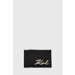 Denarnica Karl Lagerfeld ženski, črna barva - črna. Srednje velika denarnica iz kolekcije Karl Lagerfeld. Model izdelan iz kombinacije naravnega in ekološkega usnja.