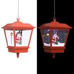 vidaXL Božična viseča svetilka LED z Božičkom rdeča 27x27x45 cm