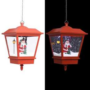 VidaXL Božična viseča svetilka LED z Božičkom rdeča 27x27x45 cm