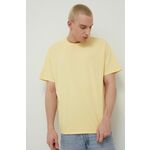 Levi's bombažna majica - rumena. Ohlapna kratka majica iz kolekcije Levi's. Model izdelan iz tanke, elastične tkanine.