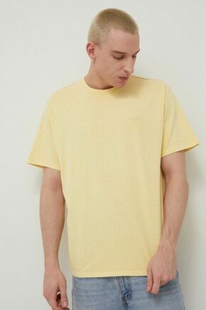 Levi's bombažna majica - rumena. Ohlapna kratka majica iz kolekcije Levi's. Model izdelan iz tanke