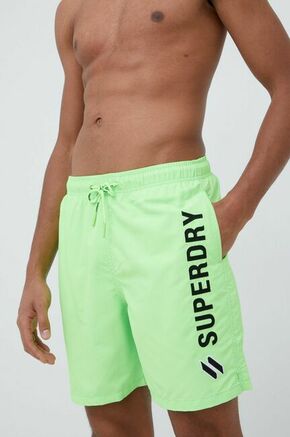 Kratke hlače za kopanje Superdry zelena barva - zelena. Kratke hlače za kopanje iz kolekcije Superdry. Model izdelan iz hitrosušečega materiala.