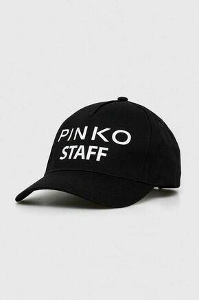 Kapa s šiltom Pinko črna barva - črna. Kapa s šiltom vrste baseball iz kolekcije Pinko. Model izdelan iz pletenine s potiskom.