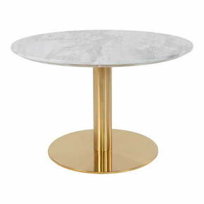 Bela/v zlati barvi okrogla mizica z mizno ploščo v marmornem dekorju 70x70 cm Bolzano – House Nordic
