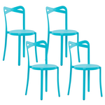 Beliani Komplet 4 modrih plastičnih jedilnih stolov CAMOGLI