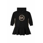 Otroška obleka Michael Kors črna barva, - črna. Otroška Obleka iz kolekcije Michael Kors. Nabran model izdelan iz pletenine z nalepko.