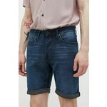 Jeans kratke hlače Jack &amp; Jones JJIRICK moške, mornarsko modra barva, 12223678 - mornarsko modra. Kratke hlače iz kolekcije Jack &amp; Jones. Model izdelan iz jeansa. Prilagodljiv material, ki se prilagaja postavi.