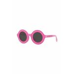 Otroška sončna očala Burberry roza barva, 0JB4386 - roza. Otroška sončna očala iz kolekcije Burberry. Model z enobarvnimi stekli in okvirji iz plastike. Ima filter UV 400.