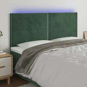 Greatstore LED posteljno vzglavje temno zeleno 160x5x118/128 cm žamet