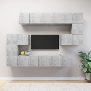 Greatstore Komplet TV omaric 10-delni betonsko siva iverna plošča