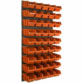Botle Stenska plošča za orodje 58 x 117 cm z 45 kos Škatla viseče Oranžna škatle Sistem za shranjevanje
