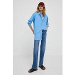 Kavbojke Pepe Jeans ženski - modra. Kavbojke iz kolekcije Pepe Jeans v kroju flare, z nizkim pasom. Model izdelan iz spranega denima.