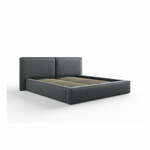 Temno siva oblazinjena zakonska postelja s prostorom za shranjevanje in letvenim dnom 180x200 cm Arendal – Cosmopolitan Design
