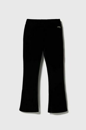 Otroške hlače Guess črna barva - črna. Hlače iz kolekcije Guess. Model izdelan iz velur pletenine. Model iz tkanine