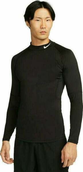 Nike Dri-Fit Fitness Mock-Neck Long-Sleeve Mens Top Black/White M Fitnes majica