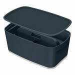Siva škatla za shranjevanje s pokrovom in organizatorjem Leizt MyBox, 5 l
