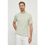 Kratka majica BOSS ORANGE moška, bež barva - zelena. Kratka majica iz kolekcije BOSS, izdelana iz enobarvne pletenine. Model iz izjemno udobne tkanine z visoko vsebnostjo bombaža.