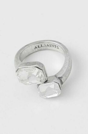 Prstan AllSaints - srebrna. Prstan iz kolekcije AllSaints. Model z okrasnimi kristali izdelan iz kovine.