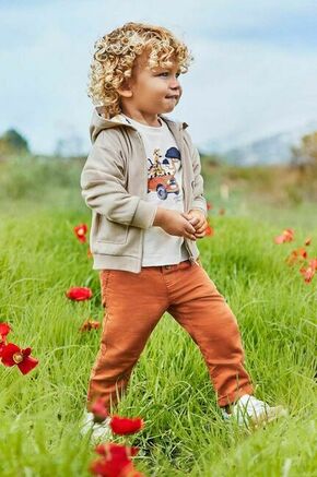 Otroške hlače s primesjo lanu Mayoral oranžna barva - oranžna. Otroški hlače iz kolekcije Mayoral. Model izdelan iz enobarvnega materiala. Model iz izjemno udobne tkanine z visoko vsebnostjo bombaža.