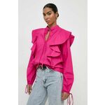 Bombažna majica Silvian Heach ženska, roza barva - roza. Bluza iz kolekcije Silvian Heach, izdelana iz enobarvne tkanine. Model iz izjemno udobne bombažne tkanine, ki je zračna.