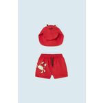 Otroške kopalne kratke hlače Mayoral rdeča barva - rdeča. Otroški kopalne kratke hlače iz kolekcije Mayoral. Model izdelan iz lahke tkanine. Modelu je priložen klobuk.
