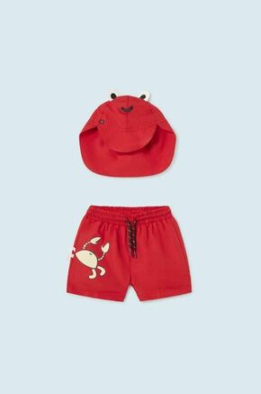Otroške kopalne kratke hlače Mayoral rdeča barva - rdeča. Otroški kopalne kratke hlače iz kolekcije Mayoral. Model izdelan iz lahke tkanine. Modelu je priložen klobuk.