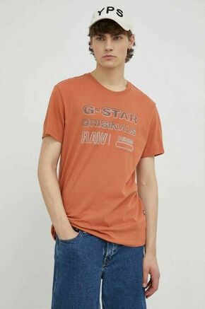 Bombažna kratka majica G-Star Raw oranžna barva - oranžna. Lahkotna kratka majica iz kolekcije G-Star Raw. Model izdelan iz tanke