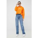 Bluza Calvin Klein Jeans ženska, oranžna barva, s kapuco - oranžna. Mikica s kapuco iz kolekcije Calvin Klein Jeans. Model izdelan iz pletenine z nalepko. Izjemno udoben material.
