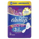 Always Platinum Night (Velikost 3) Higienski vložki s krilci, 22 kosov