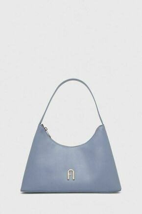 Usnjena torbica Furla Diamante - modra. Majhna torbica iz kolekcije Furla. Model na zapenjanje